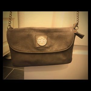 Gray Faux Leather Crossbody Purse